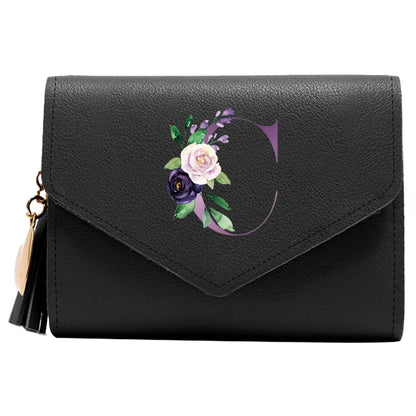 Wallet Women Rfid Blocking Small Compact Luxury Leather Pocket Wallet Ladies Mini Purse with ID Window Purple Letter Pattern