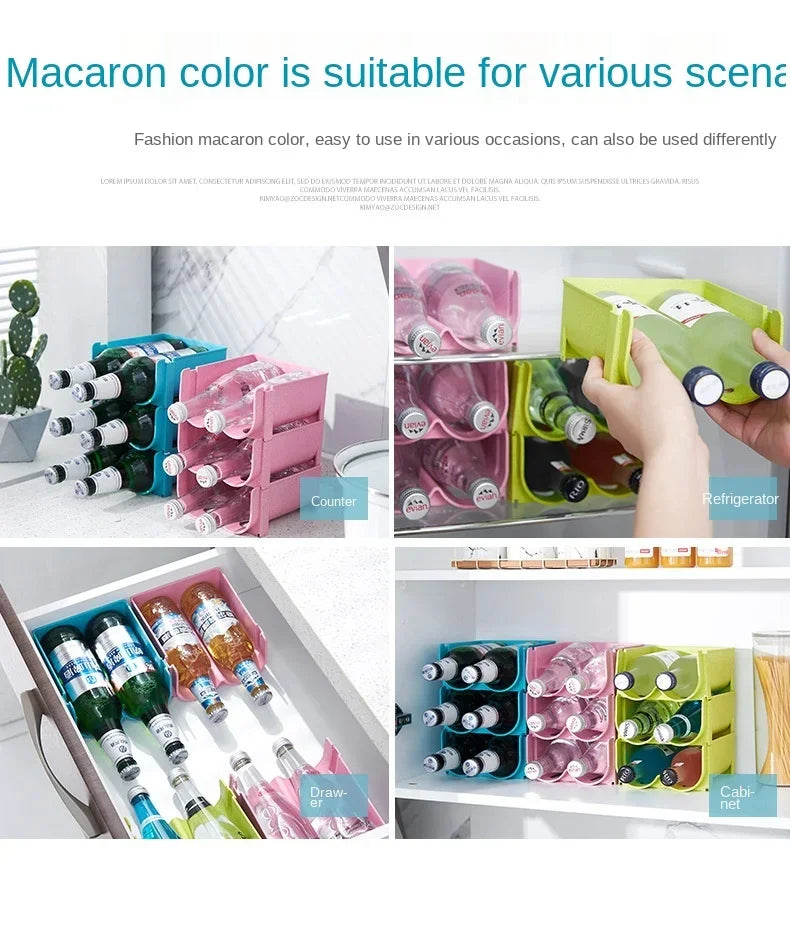 1/3PCS-Kitchen Organizer Refrigerator Rack Shelf Can Beer Wine Bottle Holder Rack Organizer Kitchen Storage Fridge Organizer