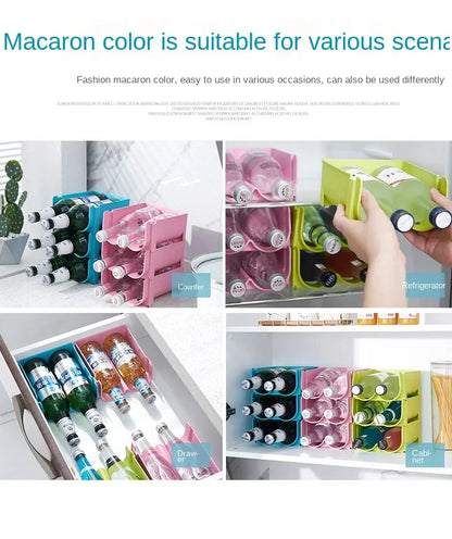 1/3PCS-Kitchen Organizer Refrigerator Rack Shelf Can Beer Wine Bottle Holder Rack Organizer Kitchen Storage Fridge Organizer