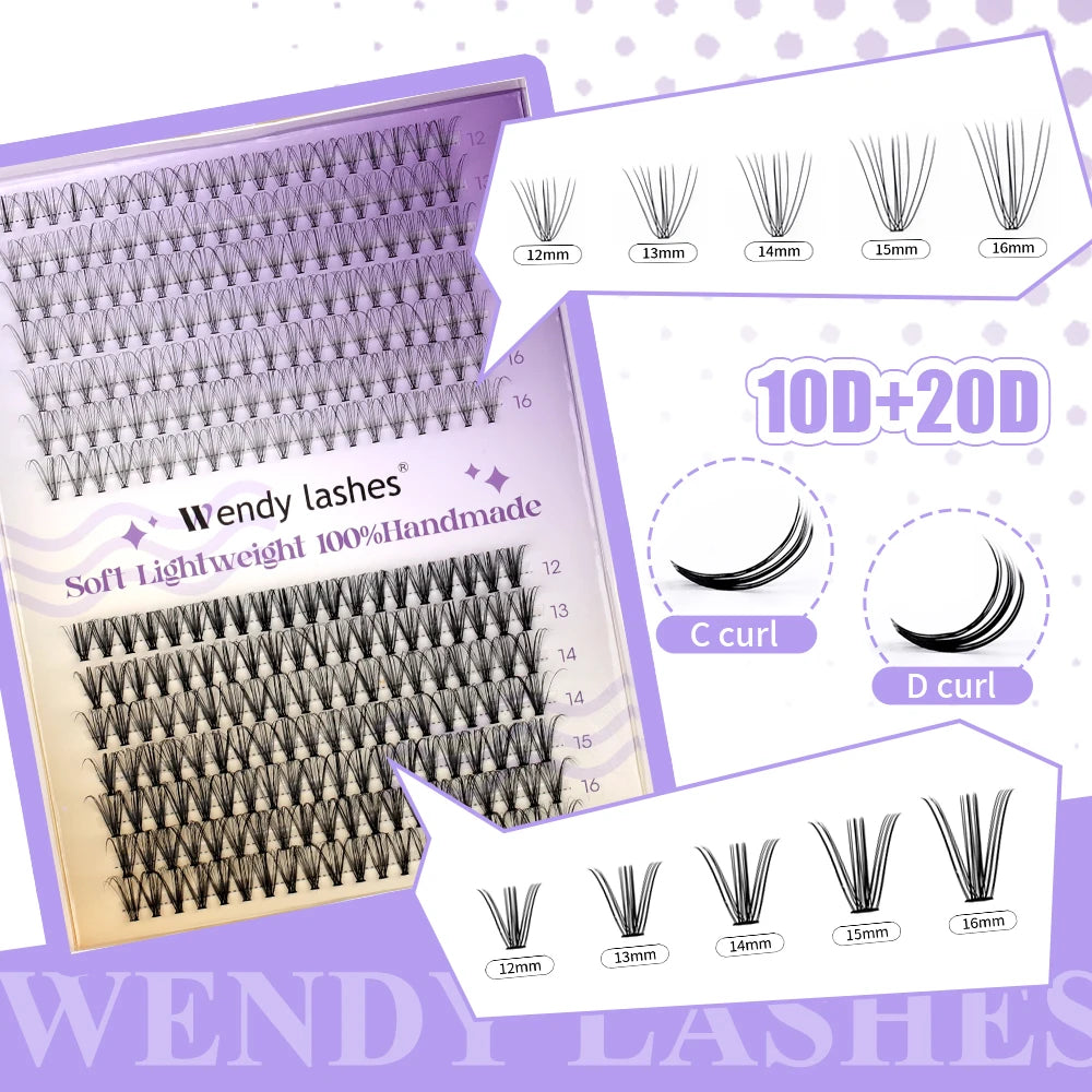 Wendy DIY Lash Extension Kit With 0.07 Thickness 280 PCS Lash Clusters Lash Bond And Seal Lash Glue Remover And Lash Tweezers