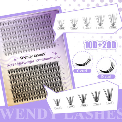 Wendy DIY Lash Extension Kit With 0.07 Thickness 280 PCS Lash Clusters Lash Bond And Seal Lash Glue Remover And Lash Tweezers