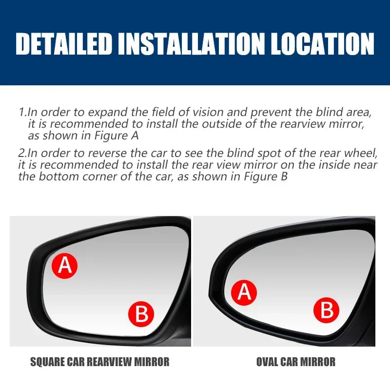 Car Blind Spot Mirror 360 Degree Adjustable Wide Angle Auxiliary Rearview Convex Mirror Universal Auto Car Auxiliary Mirror