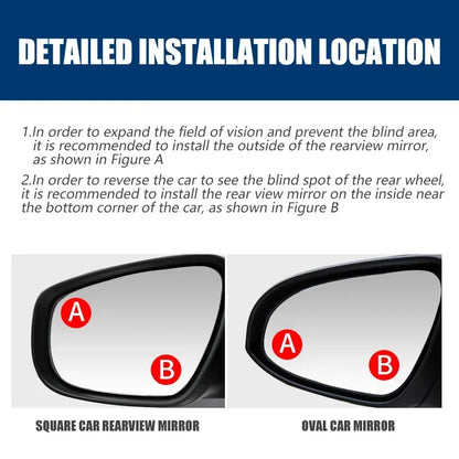 Car Blind Spot Mirror 360 Degree Adjustable Wide Angle Auxiliary Rearview Convex Mirror Universal Auto Car Auxiliary Mirror