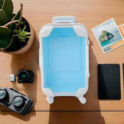 Small travel Suitcase With Wheels Doll Accessories Simulation Pretend Play Toys Portable Storage Containers For Jewelry Candy