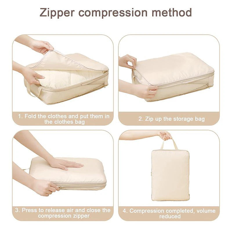 4Pcs/Set Travel Compression Bag Luggage Organizer Travel Pouch Packing Cubes for Travel Bag Organizer Travel Storage Bag