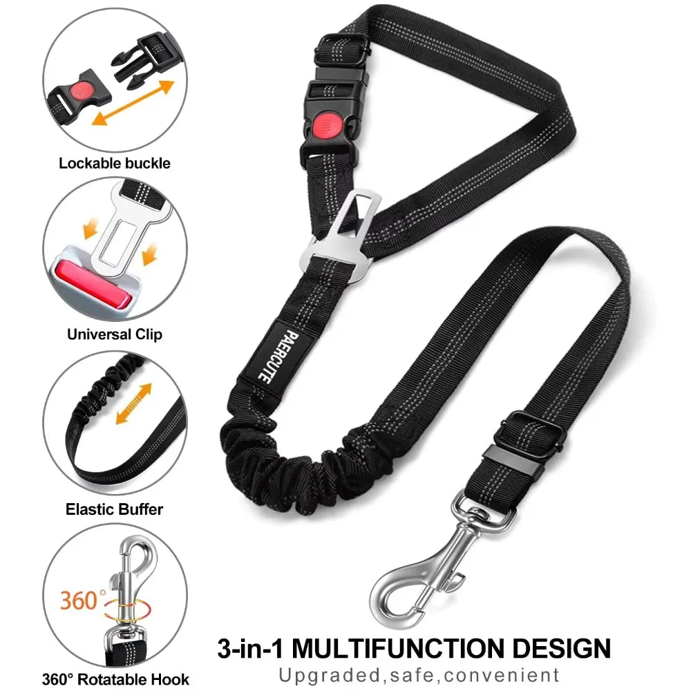 2 in1 Dog Car Harness Leash Adjustable Pet Seat Belt with Anti-Shock Bungee Buffer for Kitten Dogs Collar Pet Accessorie