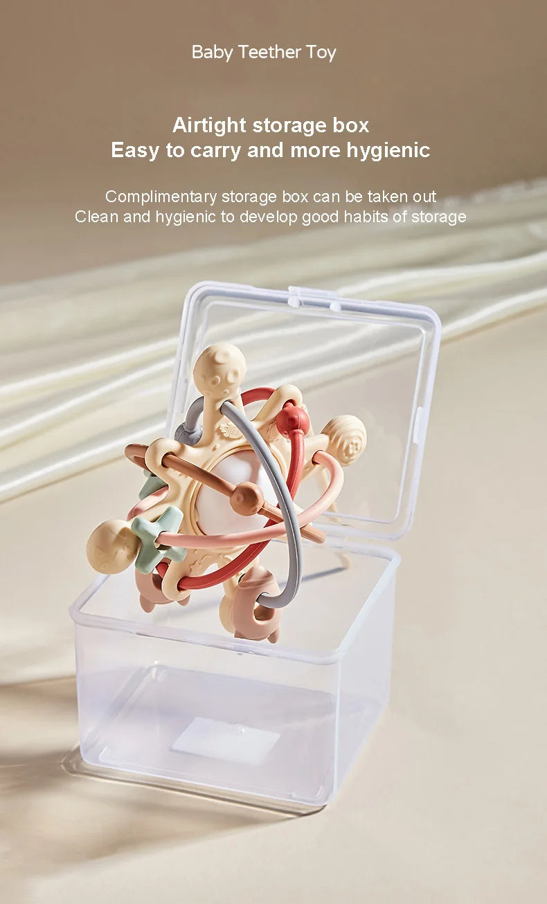 Baby Silicone Hand Catching Ball Baby Chewing Teether Toy Hand Bell 0-12 Months Newborn Sensory Educational Toys Infant Gift