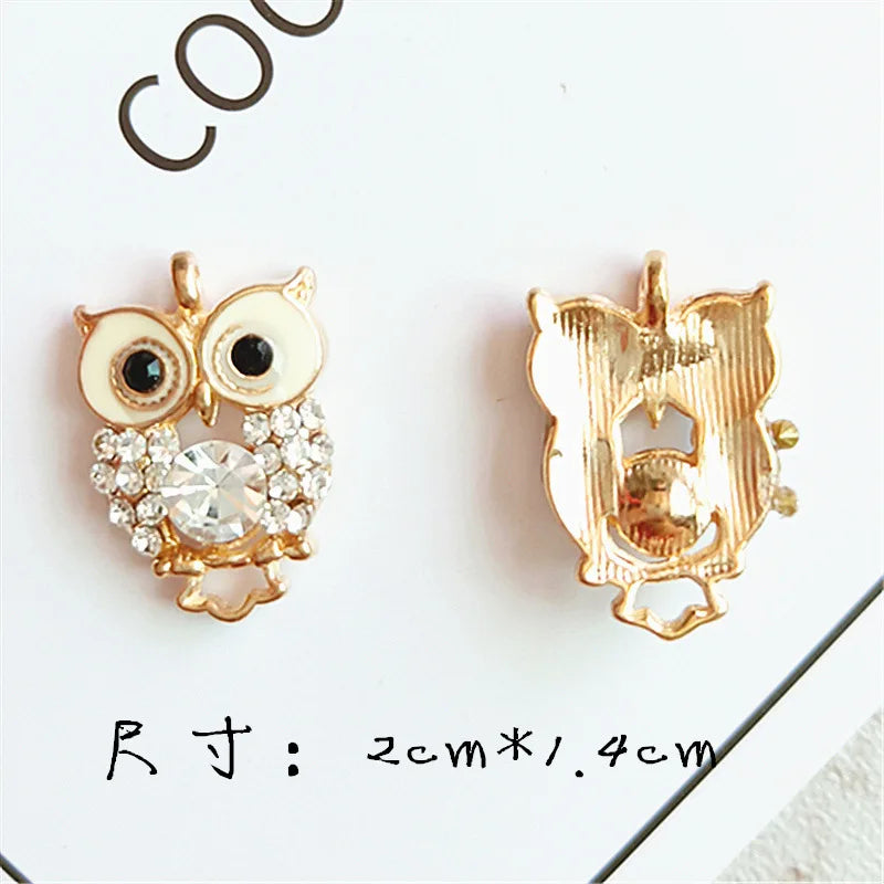 10 PCS Gold Exquisite Owl Clothing Accessories DIY Accessories Pendant Bracelet Pendant Accessories
