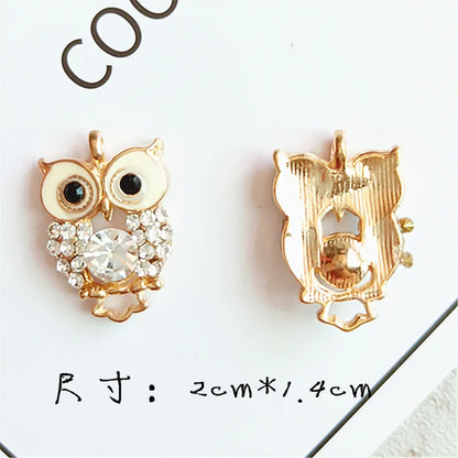 10 PCS Gold Exquisite Owl Clothing Accessories DIY Accessories Pendant Bracelet Pendant Accessories