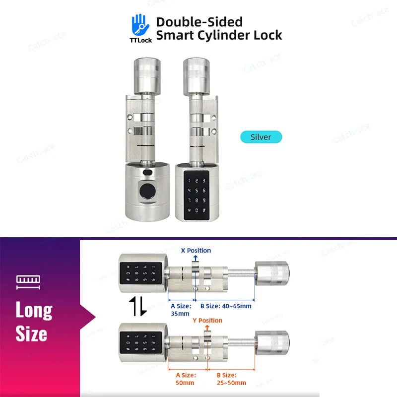 Smart Euro Cylindrical Door Lock ttlock app Keyless Security Entry Mechanical Key Waterproof fingerprint door lock For home