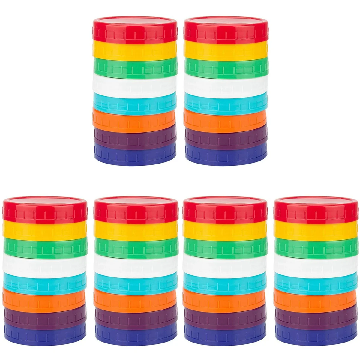 B84B-48 Pack Plastic Jar Lids - Colored Jar Caps 100% Compatible For Ball Kerr Wide Jars (Wide Mouth)