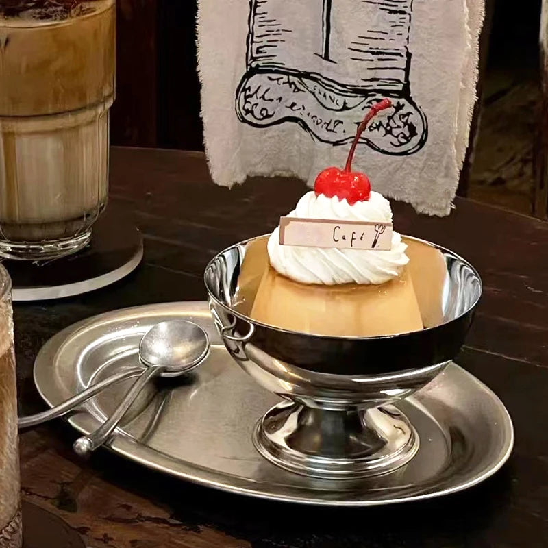 Ice Cream Cups Stainless Steel Salad Bowl Dessert Fruit Plate Snack Dish Kitchen Breakfast Cooking Tool Party Supplies