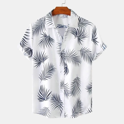 Ethnic style men's shirt Leisure beach breathable button shirts Outdoor street fashion short sleeved men's lapel Hawaiian tops