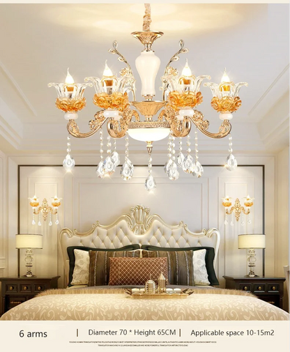 Flower Glass Lampshade Crystal Pendant Lamp Living Room Dining Room Bedroom Hall Villa New Design Hot Sale Decorative Chandelier