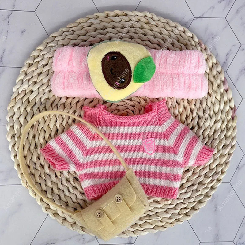 1set Clothes Suit Exquisite Soft Knitted Sweater DIY Accessories For 30cm Kawaii Yellow Duck Lalafanfan Plush Toys Stuffed Dolls