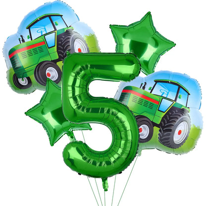 Green Farm Tractor Tableware Napkins Tablecloth Farm Tractor Theme Birthday Decor Birthday Banner Balloon Caketopper