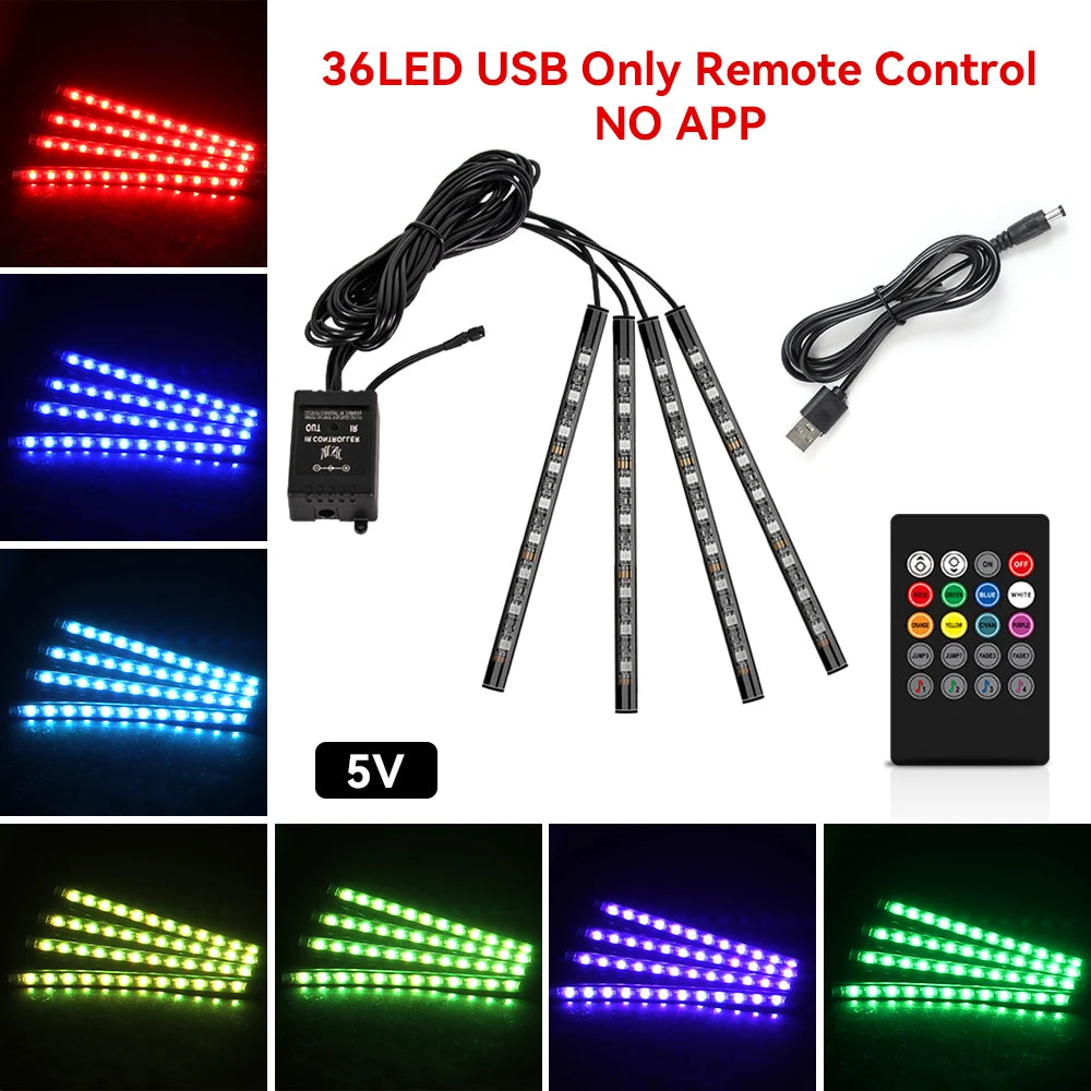 LED Car Interior Decorative Lamp Strips Atmosphere Lamp Cold Light Decorative Dashboard Console Auto RGB Ambient Decorative Lamp