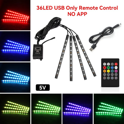 LED Car Interior Decorative Lamp Strips Atmosphere Lamp Cold Light Decorative Dashboard Console Auto RGB Ambient Decorative Lamp