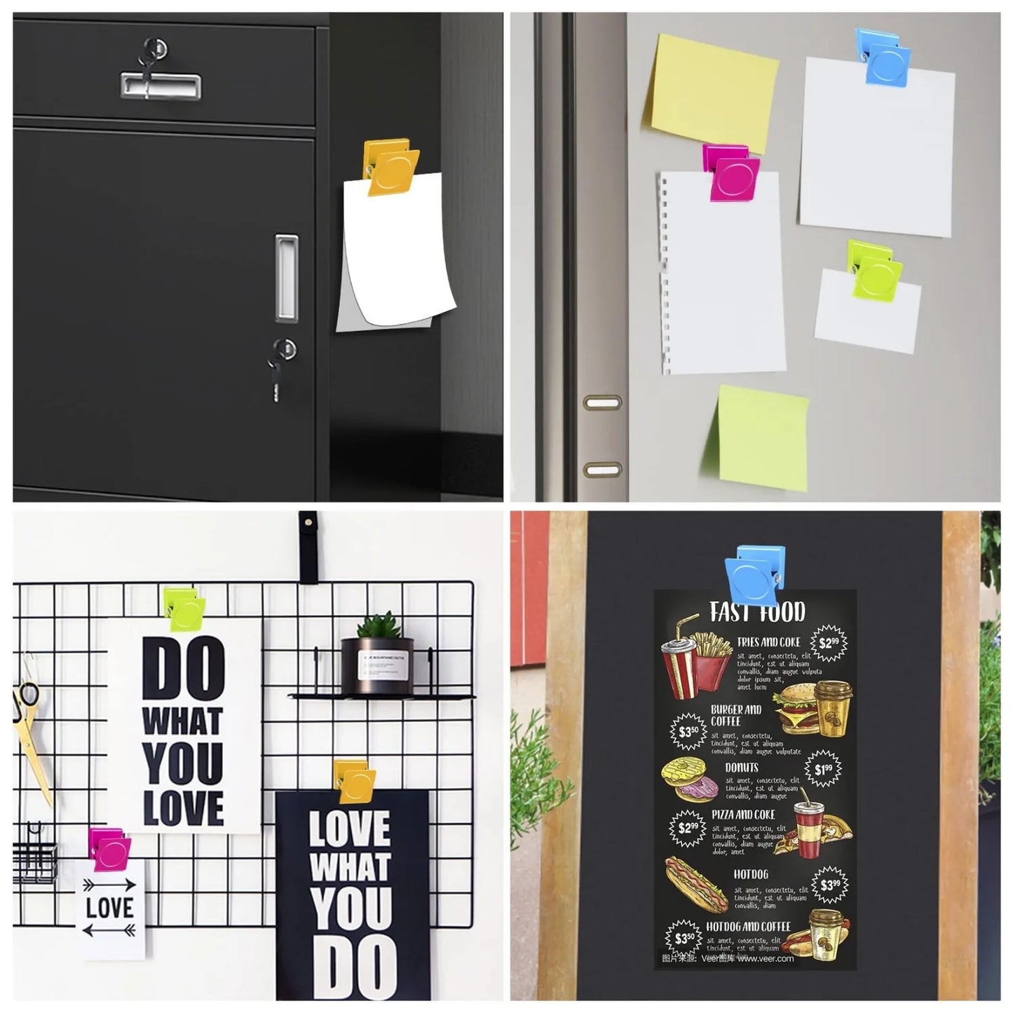 Fridge Magnetic Clips Heavy Duty Refrigerator Magnets Clips Whiteboard Multi Color Metal Magnetic Clamp