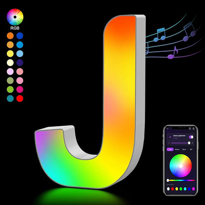 Smart LED Letters Lights Alphabet Light Decorative Name Letter Number Lamp Night Light USB MeRGBW App Music Sync Logo Game Home