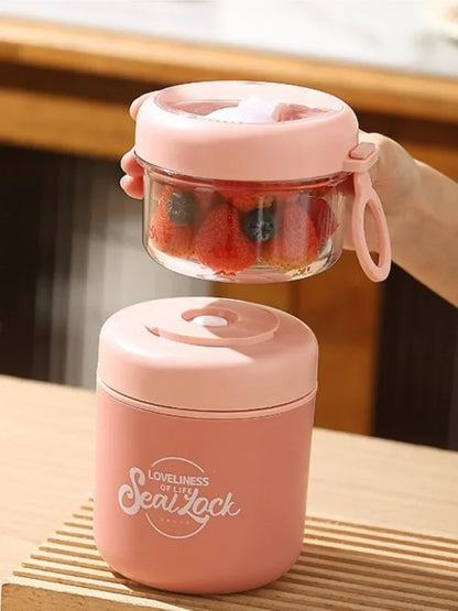 Stainless Steel Soup Cup Breakfast Oat Cups Students Office Workers Portable Milk Fruit Salad Cup Sealed Thermos Container