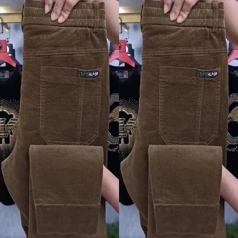 Autumn Winter Casual Pants Elastic Wais Men Corduroy Trousers Six Pockets Joggers Baggy Slim Mens Trousers Designer Sweatpants