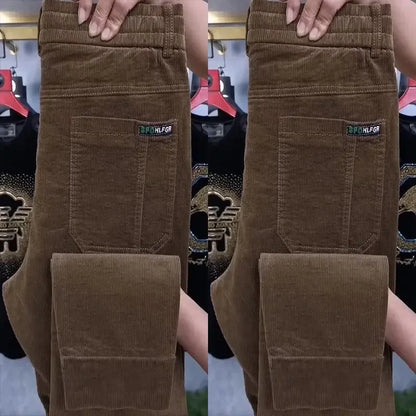 Autumn Winter Casual Pants Elastic Wais Men Corduroy Trousers Six Pockets Joggers Baggy Slim Mens Trousers Designer Sweatpants