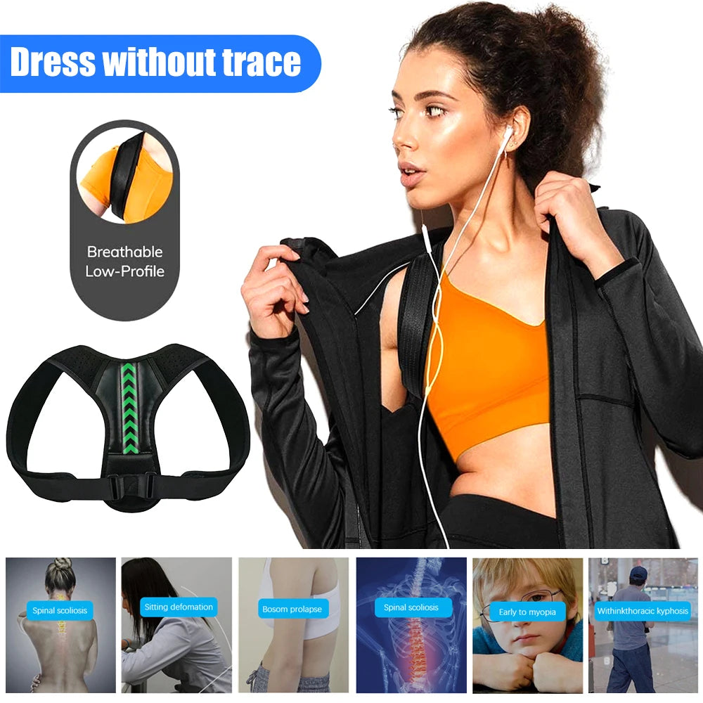 Adjustable Posture Corrector Upper Back Brace Neck Shoulder Brace Back Support Pain Relief Belt Women Men Spine Straightener