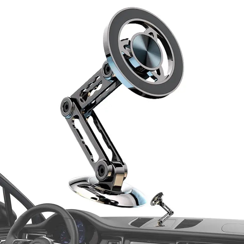 Magnetic Car Phone Holder Mount Ultra Magnetic Alloy Car Phone Mount Aluminum Alloy Long Arm Holder 360 Rotation Folding