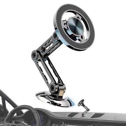 Magnetic Car Phone Holder Mount Ultra Magnetic Alloy Car Phone Mount Aluminum Alloy Long Arm Holder 360 Rotation Folding