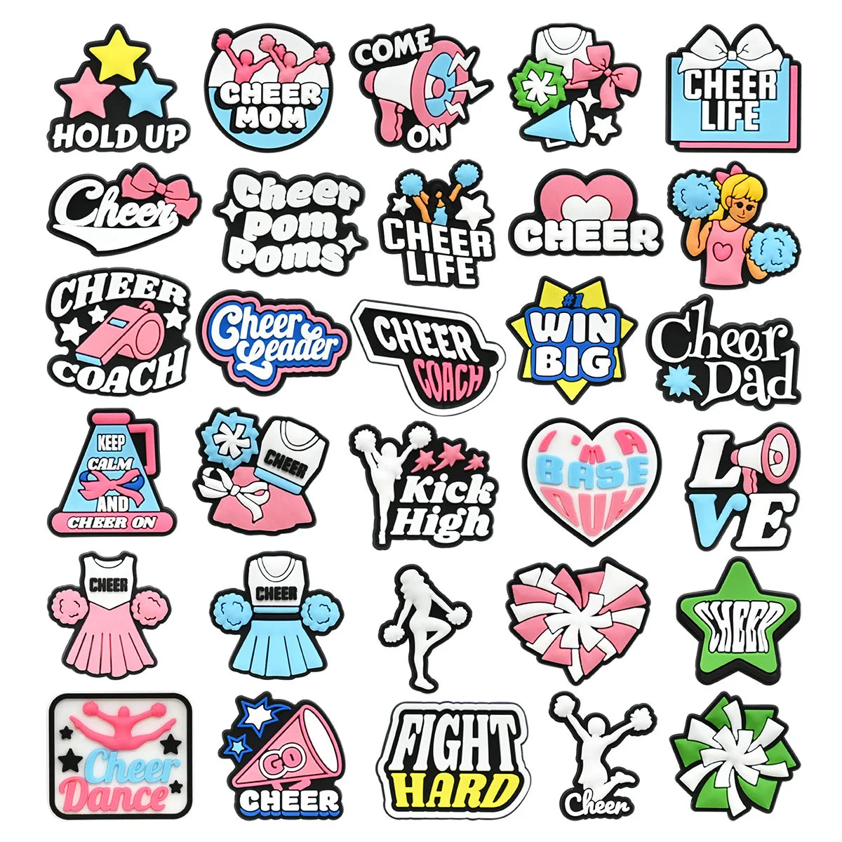 Cute Cheerleading Shoe Charms Decoration for Crocs Pin Accessories Charms Bracelet Wristband DIY Shoe Party Gifts