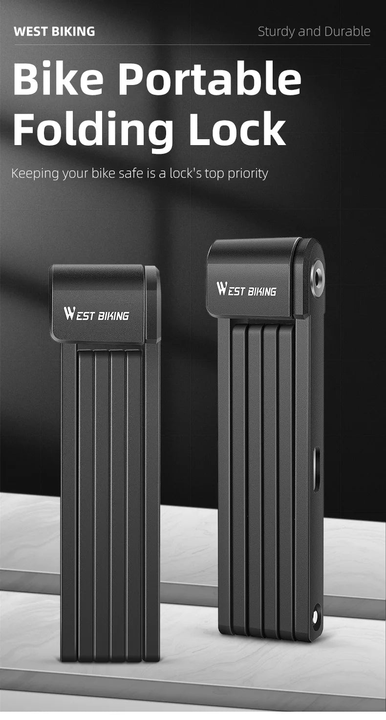 WEST BIKING Foldable Bicycle Lock Security Anti-theft Cycling Lock MTB Road Bicycle Accessories Scooter Electric Bike Chain Lock