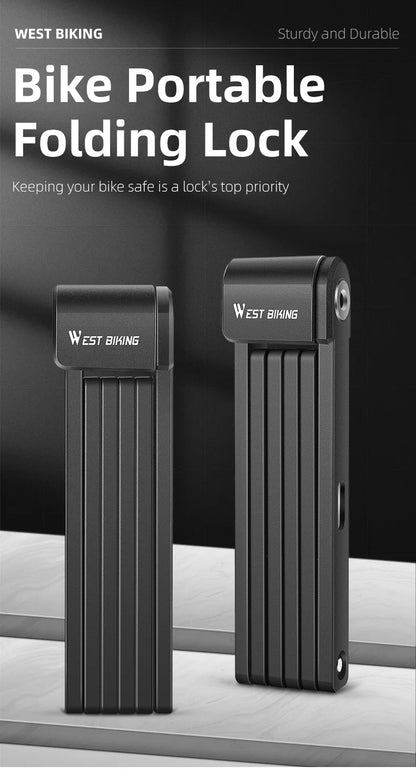 WEST BIKING Foldable Bicycle Lock Security Anti-theft Cycling Lock MTB Road Bicycle Accessories Scooter Electric Bike Chain Lock