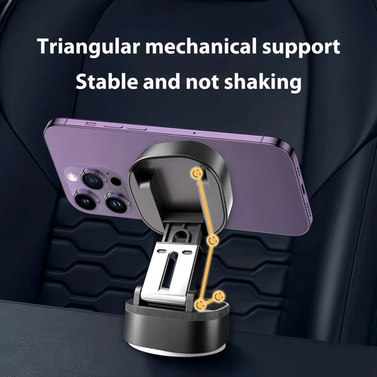 Magnetic Car Phone Holder Foldable Design 360° Adjustable Vacuum Mount for Car/Desk/Bathroom/Universal Use
