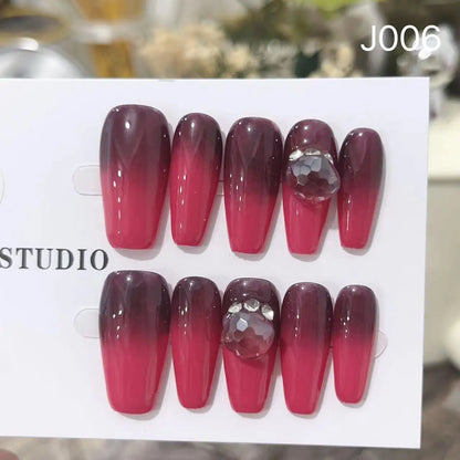 10Pcs Short Press On Nails y2k Star Rhinestone Design Handmade Press On nails Luxury With Design Full Cover Removable Fake Nails