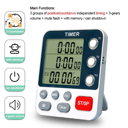Electronics Digital Cook Timer with Large Screen Countdown Learn Reminder Alarms Clock Timing for Kitchen Cooking Timer