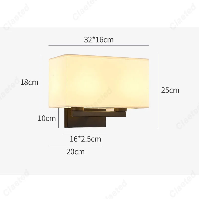 LED Fabric Lampshade E27 Decorative Wall Lamp Indoor Corridor Living Room Bedroom Bedside Wall Lamp Decorative Lighting Fixture