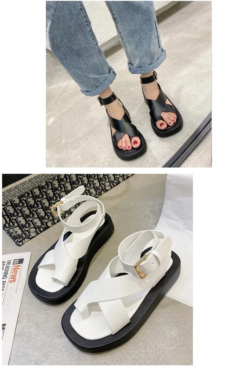 HOT Women's Sandals 2022 Summer Solid Color Comfortable Female Beach Shoes Chunky Sandals For Woman Non-Slip Shoe