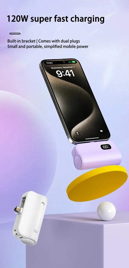 Xiaomi Capsule Power Bank 50000mAh Pocket Power Bank 120W Fast Charge Portable Mini Power Bank Suitable for iPhone and Android