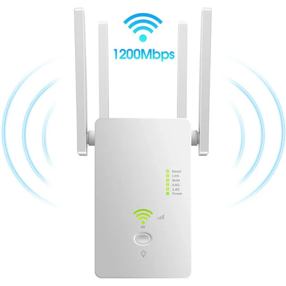 WiFi Booster 1200M Wifi Repeater 5GHz Wireless Router 2.4Ghz Access Point Long Signal Amplifier Range Extender for Home Office
