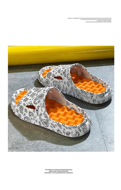 Men Flip-flops Summer Shoes Printing Sandals Trend Anti Slip Summer Sneaker Slippers Fashion Man Massage Slippers Beach Sandals