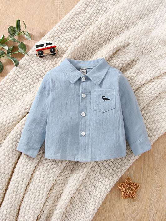 In Autumn For Newborn Baby Boys There Are Long-Sleeved Shirts Solid-Colored Tops Simple Casual Comfortable And Soft Shirts