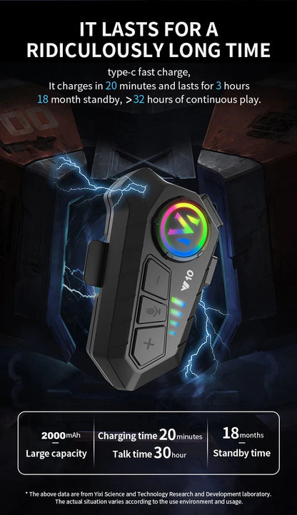 Y10 Motorcycle Helmet Bluetooth Headset 2000Mah Super Long Standby Wireless Hands-free Waterproof Motorbike Earphone