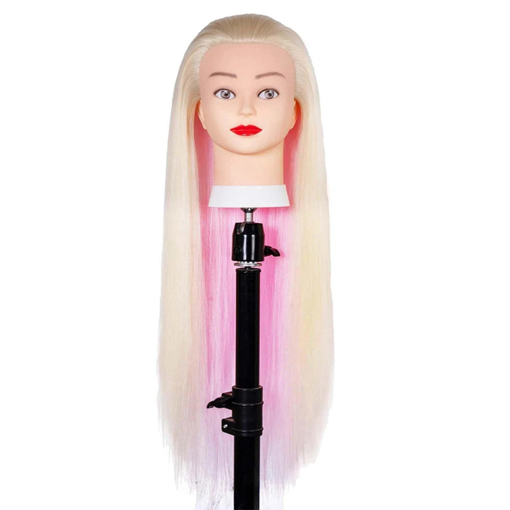 Mannequin Head Model With Long Synthetic Hair, Manikin Head Styling Hairdresser Training Head, Doll Head for Braiding Practice