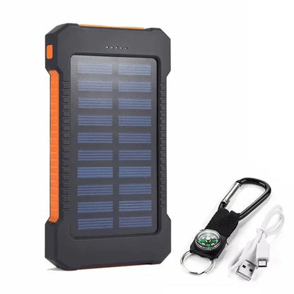 Solar Power Bank 20000mAh Charging Portable Charger Phone External Battery with SOS Flashlight 2-USB Outdoor Powerbank