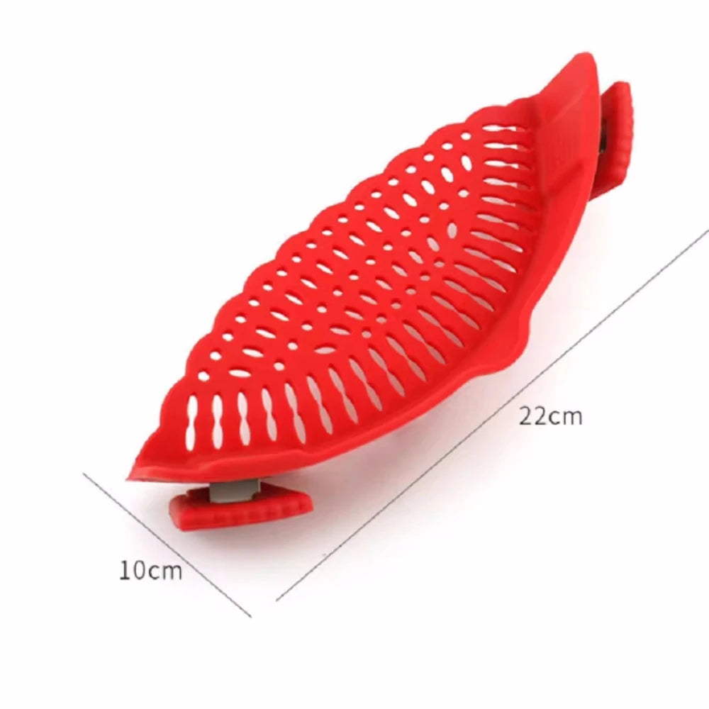 1pc Adjustable Silicone Clip-On Strainer for Pots, Pans, and Bowls - Handheld Drainer for Noodles, Pasta