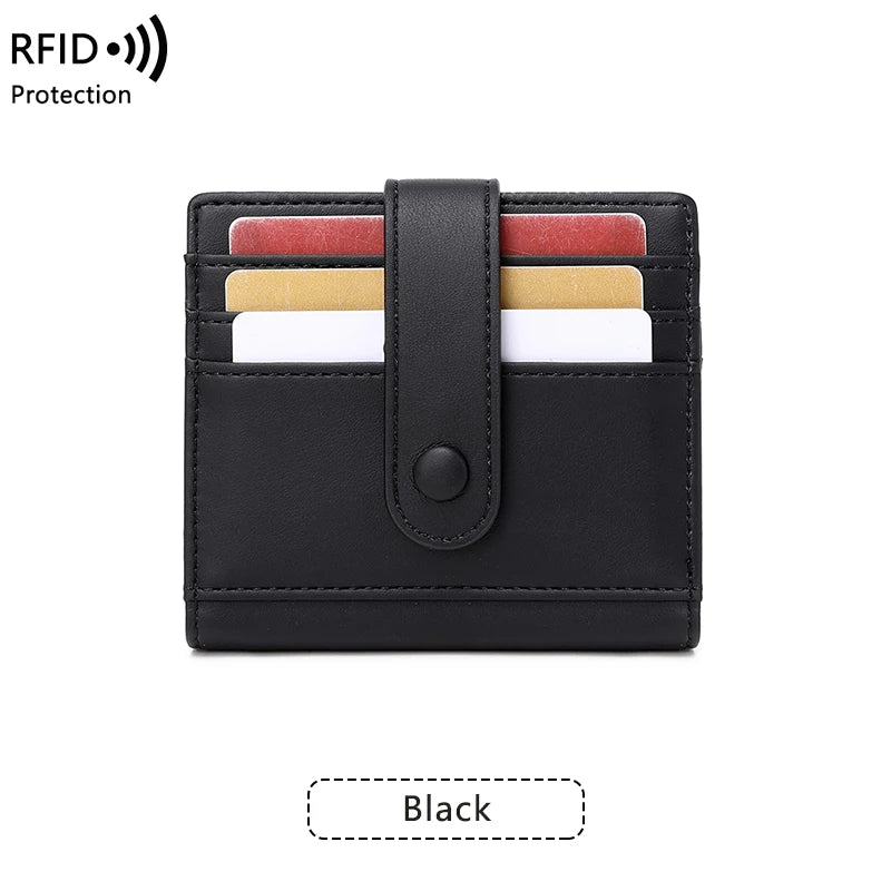 RFID Anti-blocking Wallet for Women, Multi-Card, Credit Card Bag, Lightweight and Simple, Short Buckle, Small, Fashion Wallet