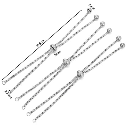 3pcs/lot Adjustable 304 Stainless Steel Bracelet Makings Slider Extender Box Chains with Ball Ends for DIY Jewelry Making