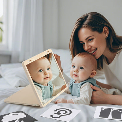 Black And White Baby Floor Mirror Tummy Time Sensory Baby Toys 6 12 months Kid Toys For Babies Montessori Development Crawl Toys