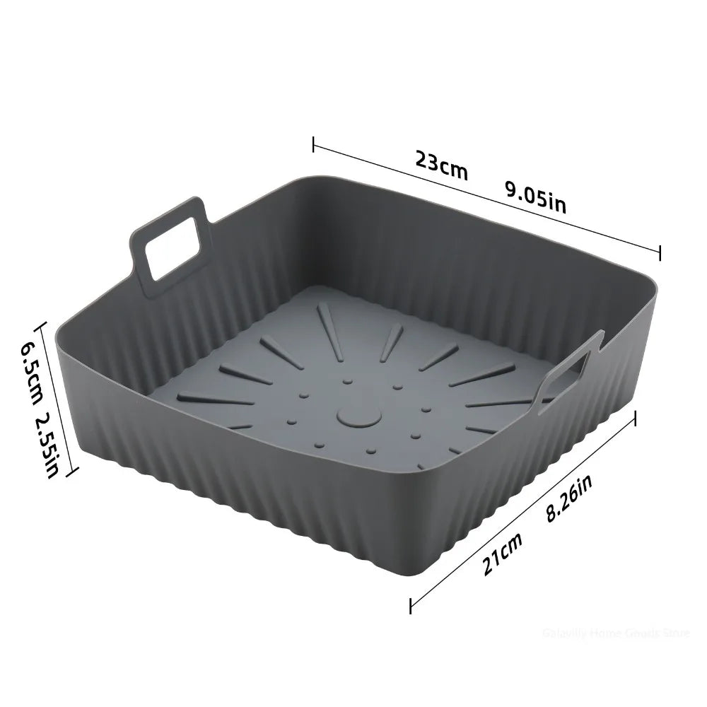 9" Silicone Air Fryer Liners for Cosori/Ninja 6-8QT - 23cm Square Reusable Baking Tray Oil-Free & Dishwasher-Safe